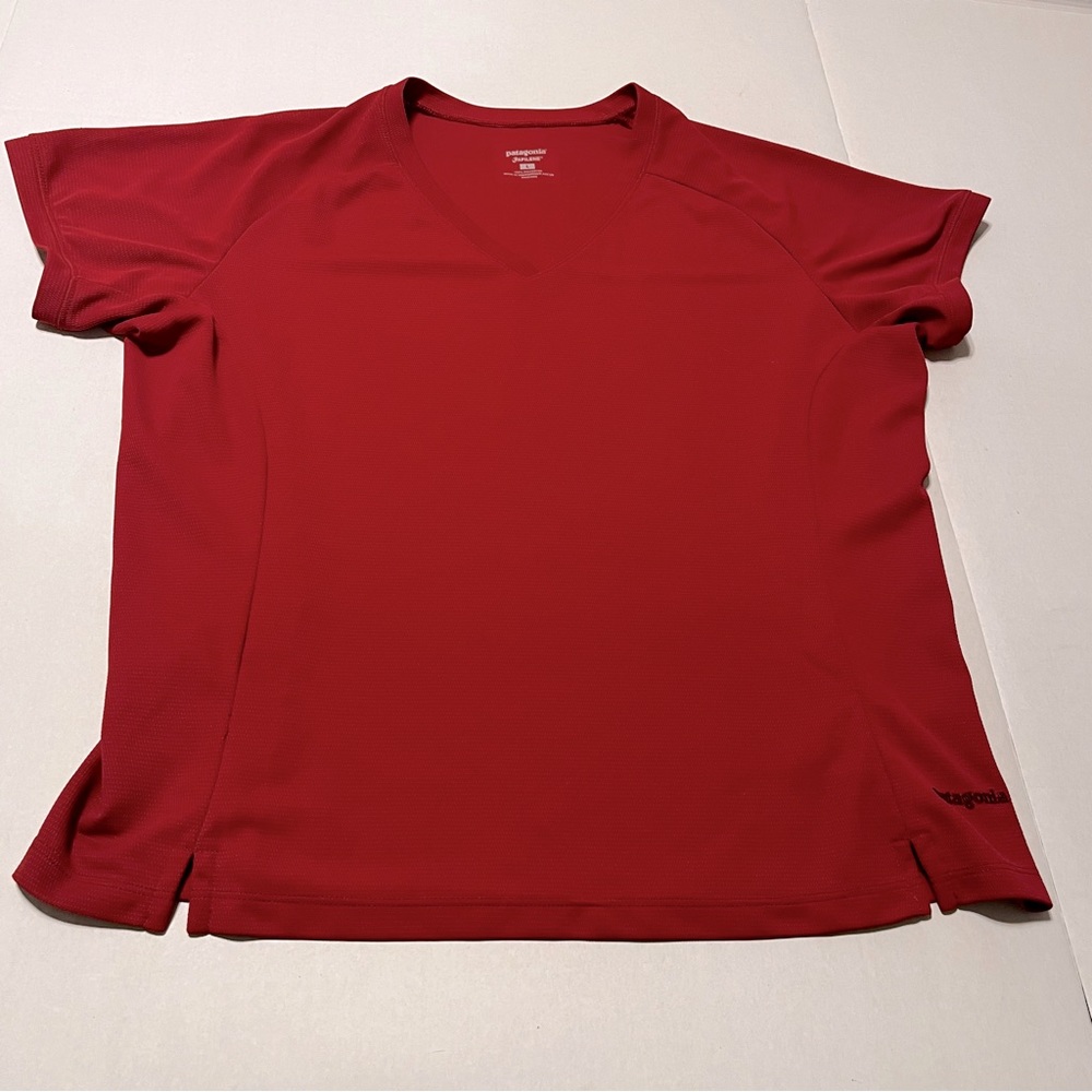 Patagonia Capilene Womens Size Large Orange Short Sleeve Shirt Top Outdoor